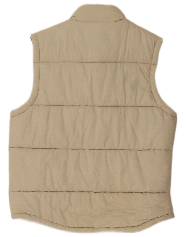 Gilet imbottito reversibile con grafica vintage da uomo UK 40 grande in cotone bianco sporco