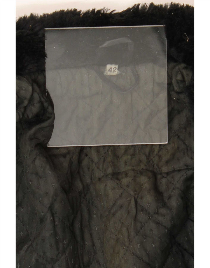 Giacca in pelle aperta da donna vintage IT 42 media nera