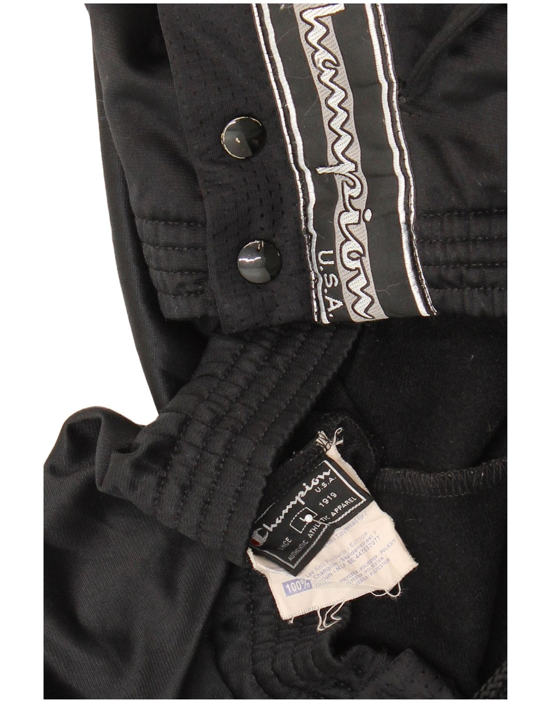 Pantaloni da tuta con grafica Champion da uomo, grandi, in poliestere nero