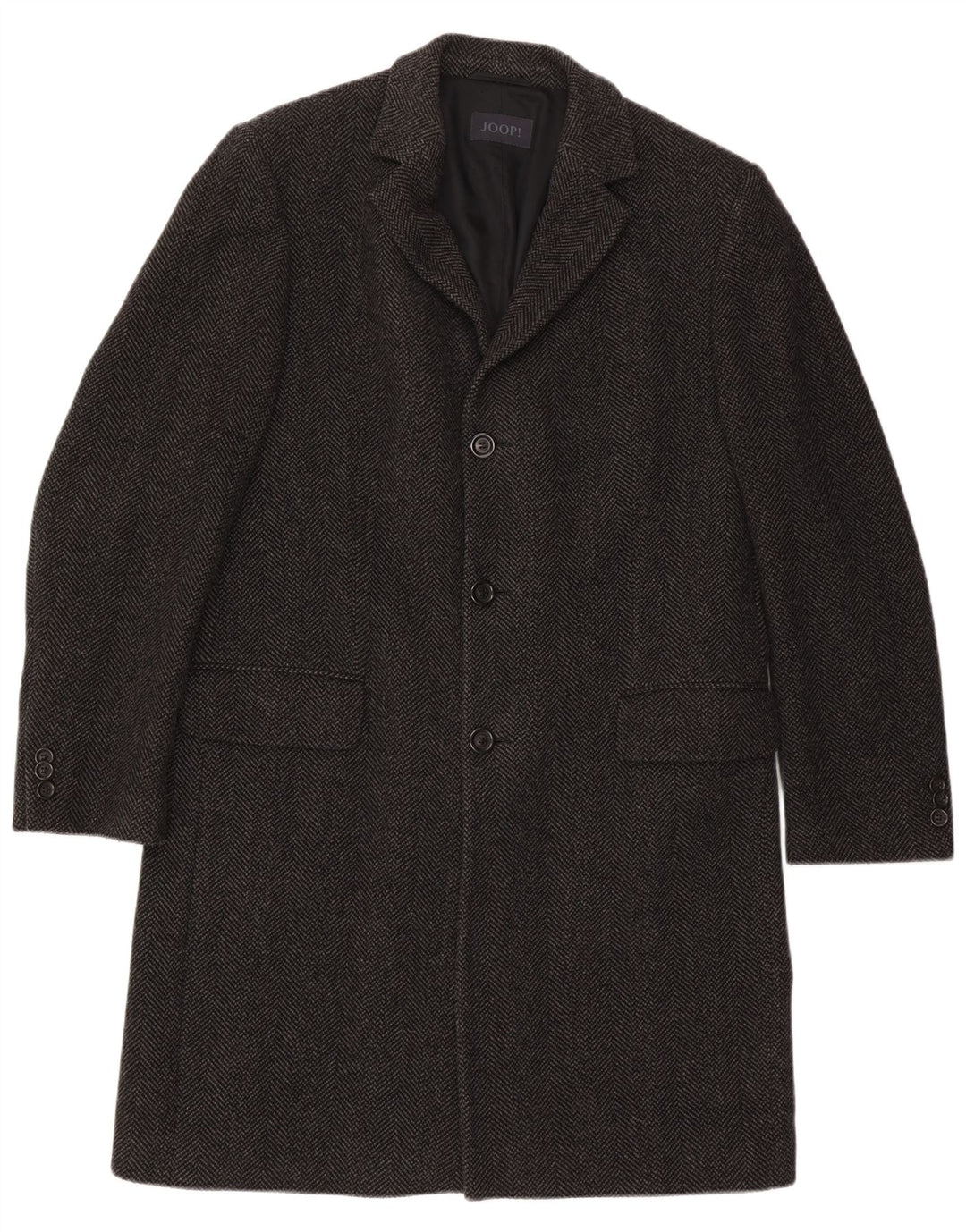 Cappotto da uomo Joop EU 52 XL Lana nera a spina di pesce