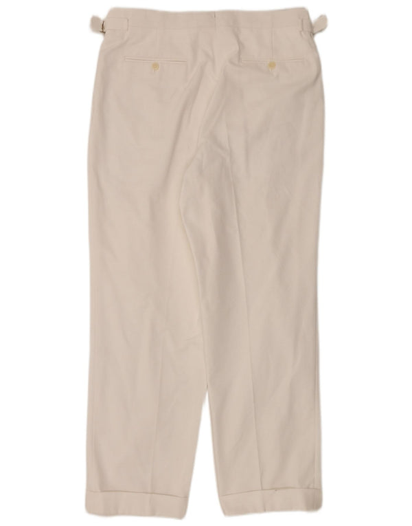 Vintage Mens Pegged Suit Trousers W34 L29 White Cotton