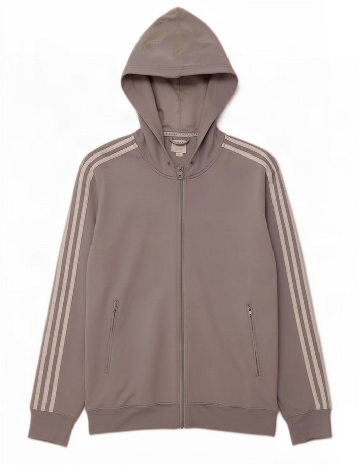 Felpa con cappuccio e zip grafica Adidas da uomo XL in poliestere grigio
