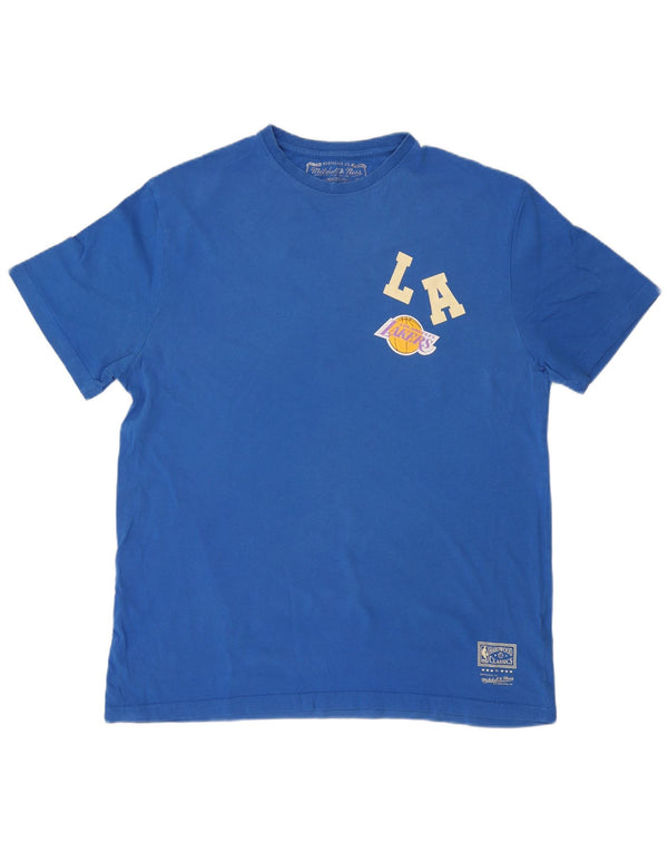 MITCHELL & NESS T-shirt grafica da uomo dei Los Angeles Lakers XL in cotone blu
