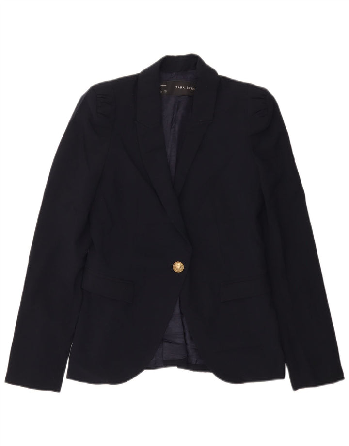 Giacca blazer a 1 bottone da donna Zara UK 6 XS poliestere blu navy