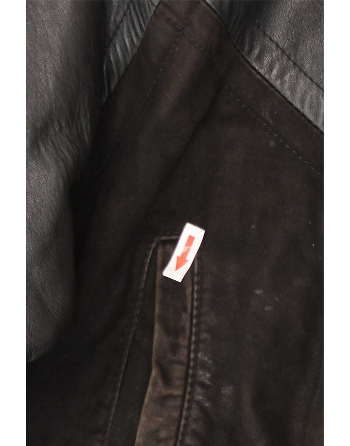 Giacca in pelle vintage da uomo UK 40 grande color block nero