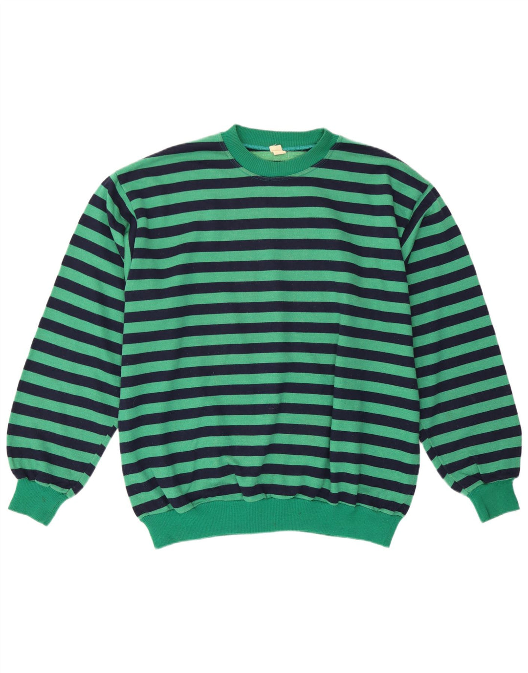 Felpa da uomo vintage maglione grande cotone a righe verdi