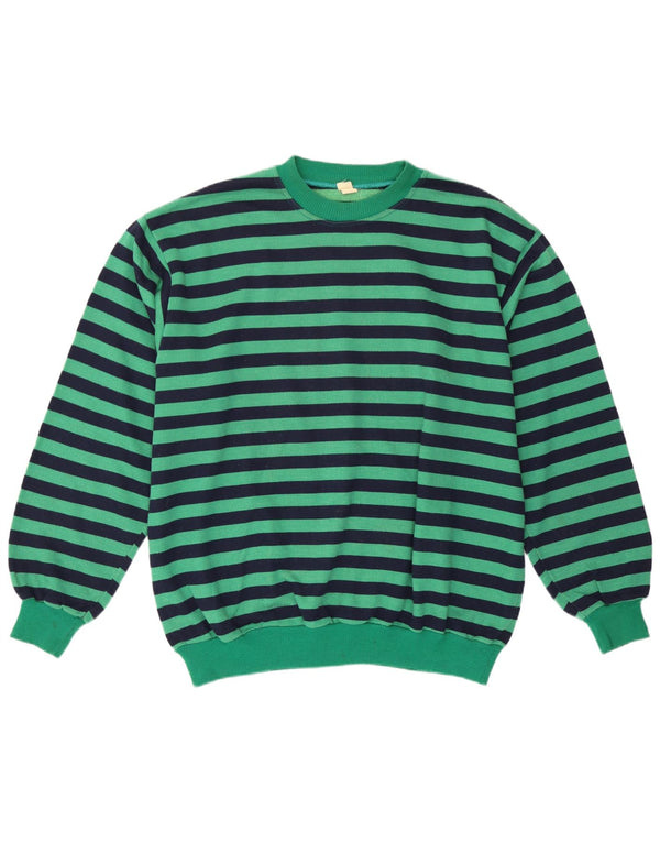Felpa da uomo vintage maglione grande cotone a righe verdi