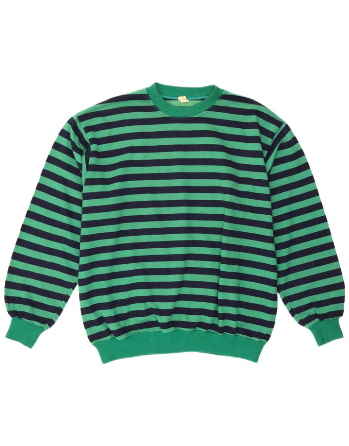 Felpa da uomo vintage maglione grande cotone a righe verdi