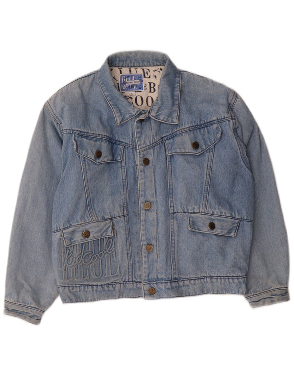 Giacca di jeans grafica vintage da ragazzo 11-12 anni grande cotone blu