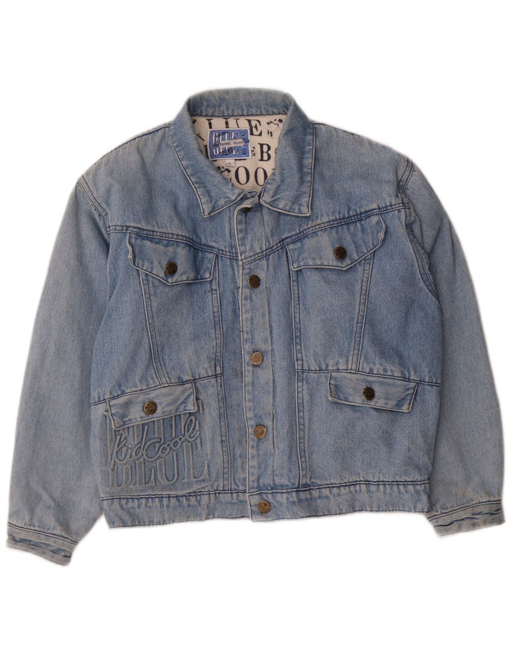 Giacca di jeans grafica vintage da ragazzo 11-12 anni grande cotone blu