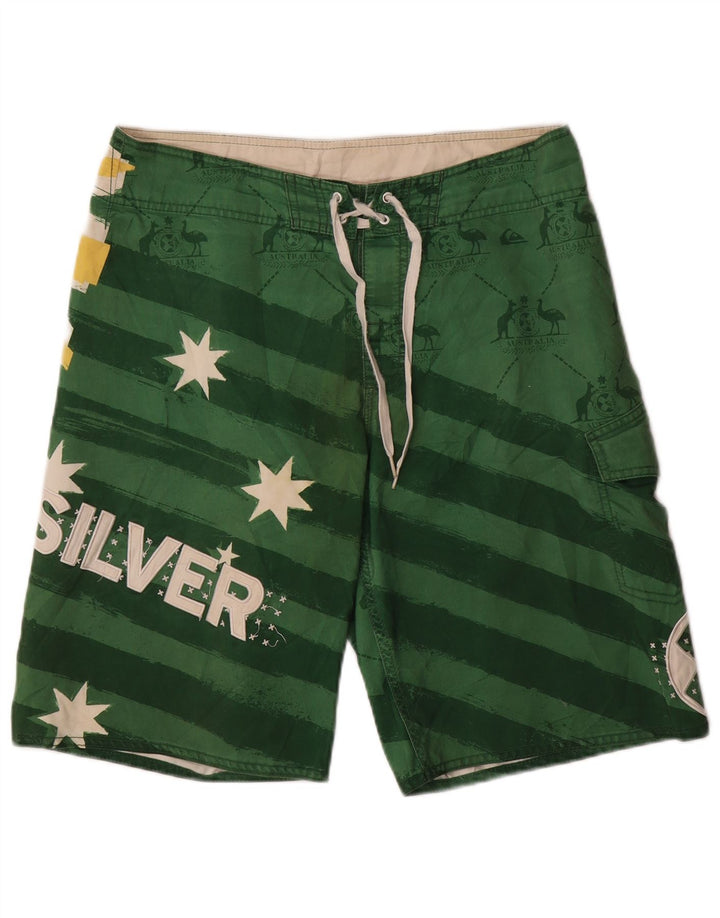 Pantaloncini da bagno grafici da uomo Quiksilver in poliestere a righe verde medio