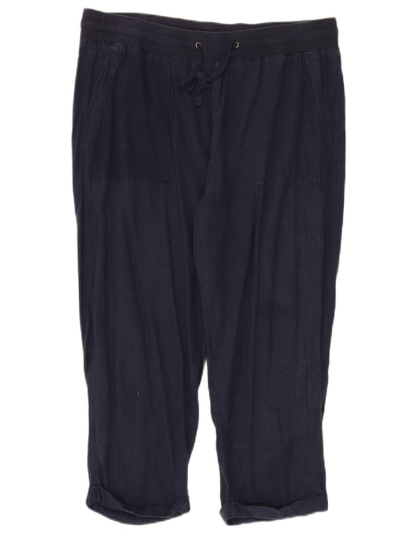 Pantaloni corti da donna M&Co UK 18 XL W38 L24 Lino blu navy