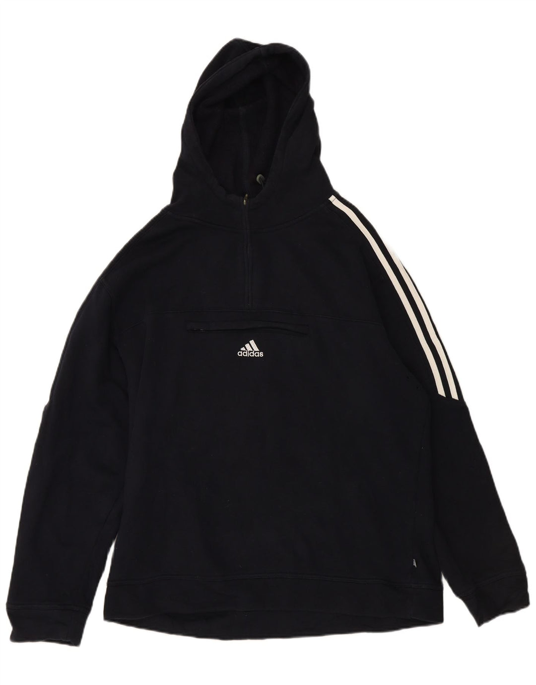 Maglione con cappuccio e zip da uomo ADIDAS UK 40/42 Medio cotone blu navy