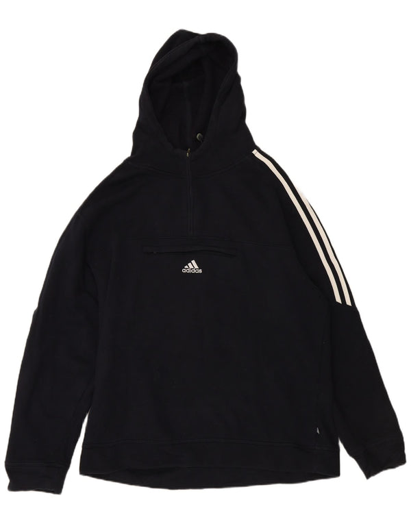 Maglione con cappuccio e zip da uomo ADIDAS UK 40/42 Medio cotone blu navy