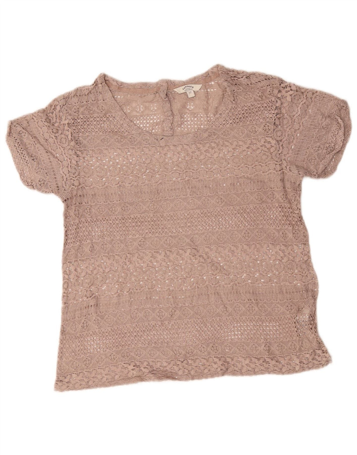 Camicetta all'uncinetto da donna Fat Face Top UK 12 Cotone beige medio