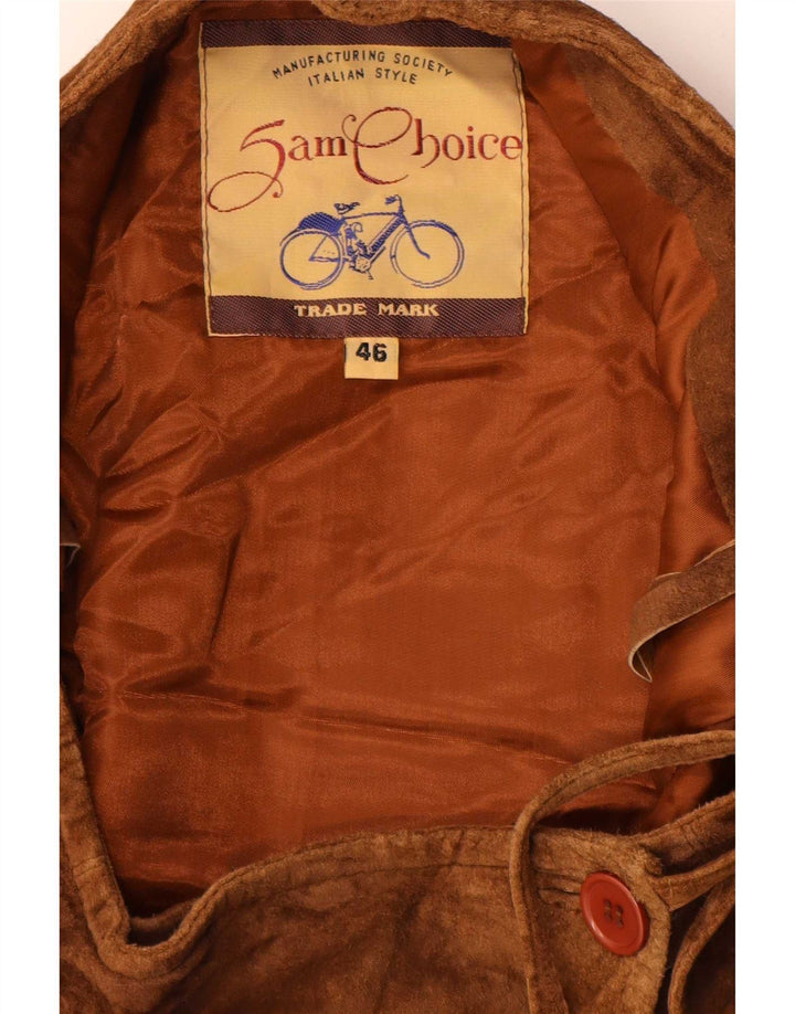 Gonna a portafoglio vintage in pelle scamosciata da donna IT 46 grande W32 marrone