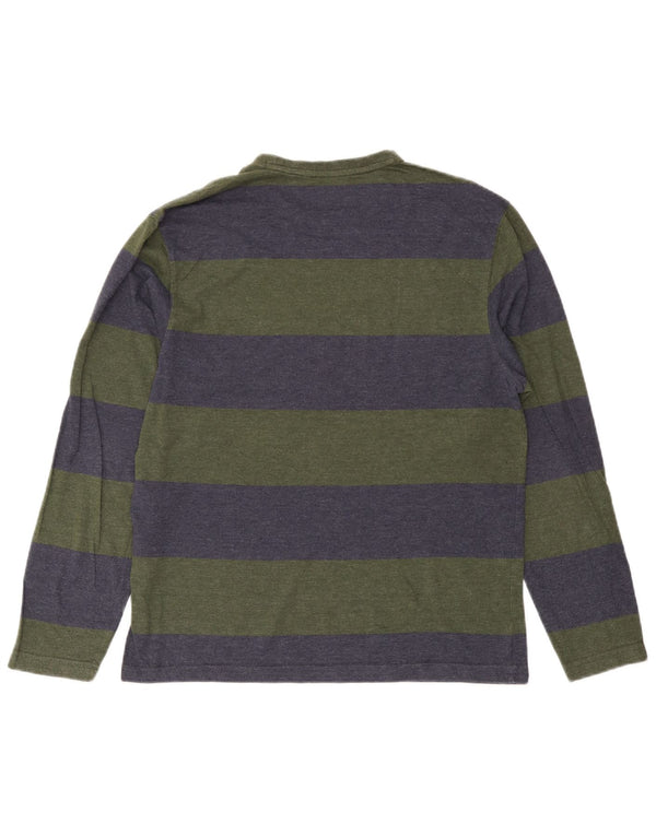 Top Izod da uomo a maniche lunghe in cotone a righe piccole verdi