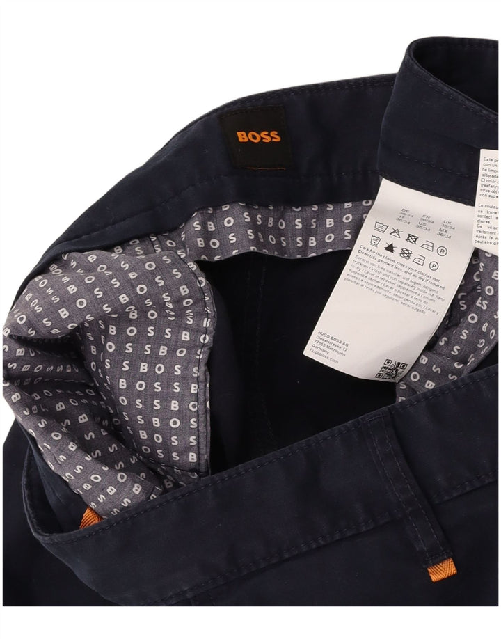 Pantaloni chino slim da uomo HUGO BOSS W36 L31 cotone blu navy