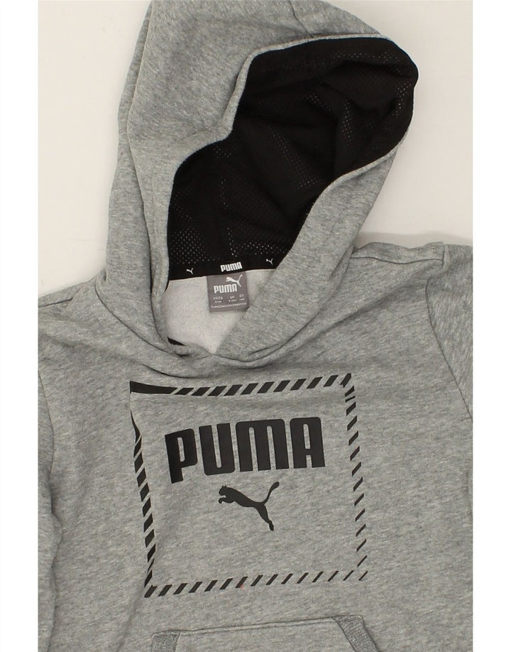 PUMA Boys Graphic Hoodie Jumper 9-10 Years Medium  Grey Cotton Vintage Puma and Second-Hand Puma from Messina Hembry 