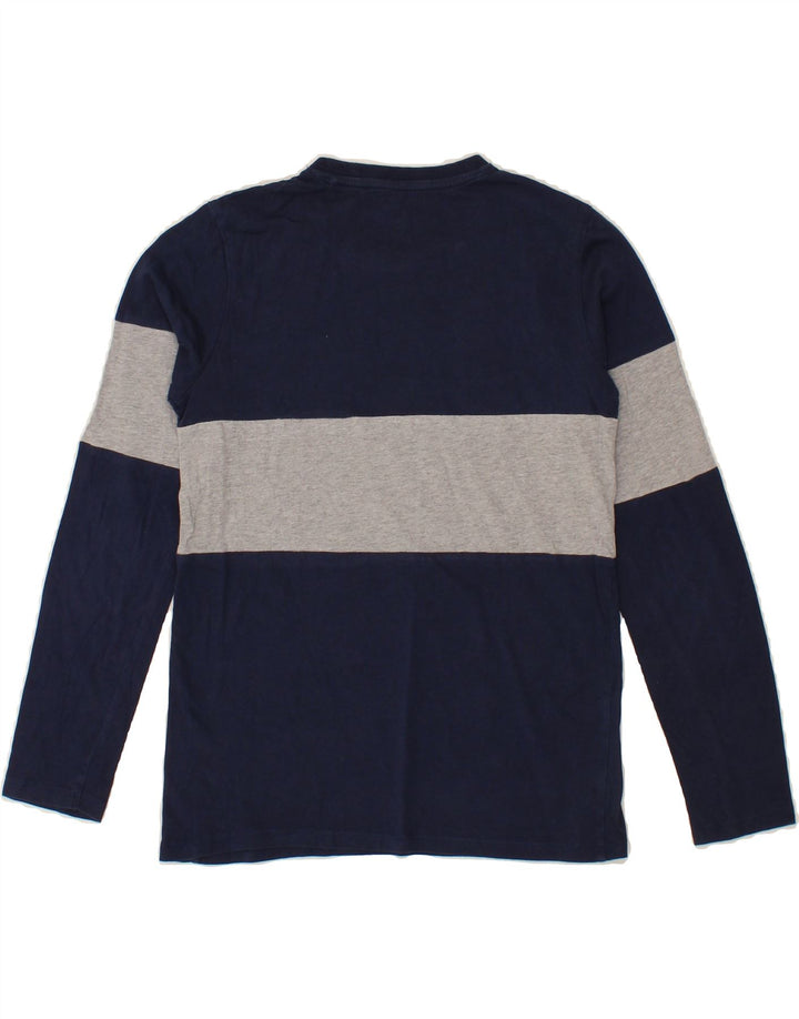 GUESS Boys Graphic Top Long Sleeve 11-12 Years Navy Blue Colourblock Vintage Guess and Second-Hand Guess from Messina Hembry 