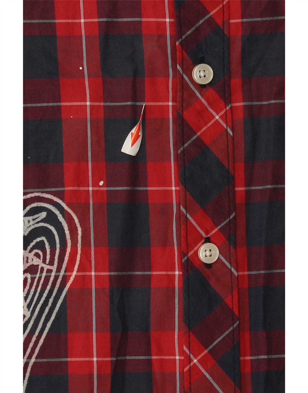 Camicia a maniche corte con grafica Hurley da uomo 2XL in cotone a quadri rossi