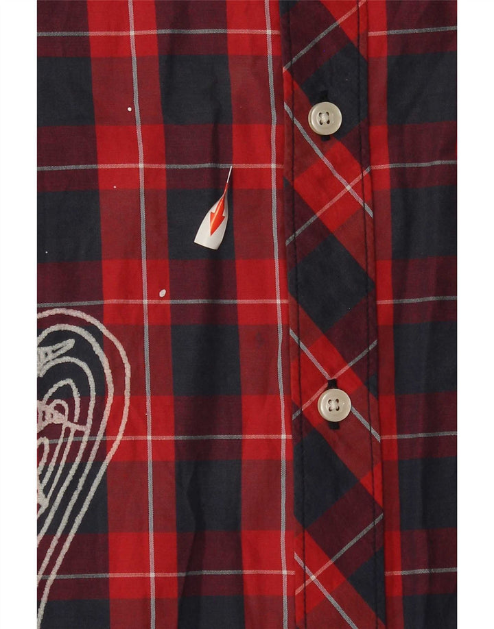 Camicia a maniche corte con grafica Hurley da uomo 2XL in cotone a quadri rossi
