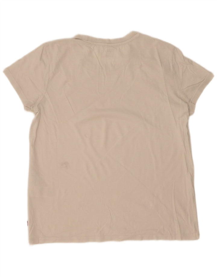 T-shirt grafica da donna Levi's Top UK 14 cotone bianco medio