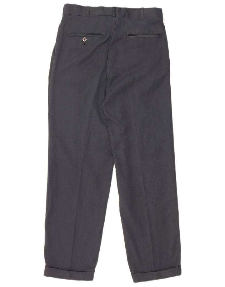 Pantaloni da abito con pegging da uomo Farah W30 L28 poliestere blu navy