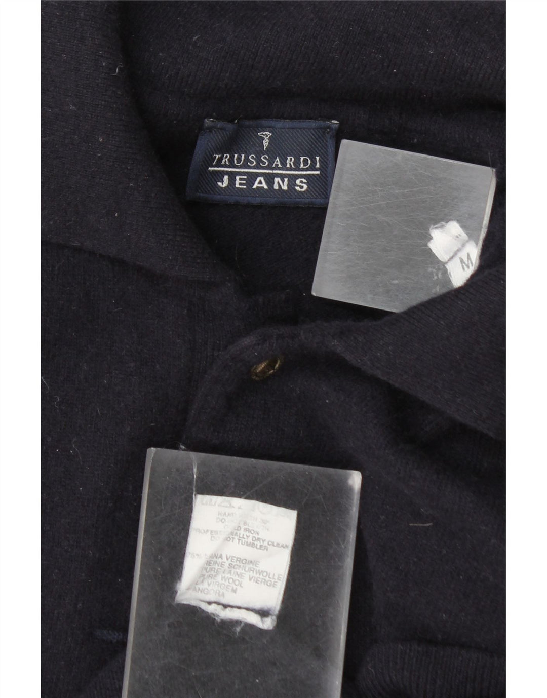 Maglione Trussardi Jeans Uomo Collo Alto in Lana Blu Navy Medio