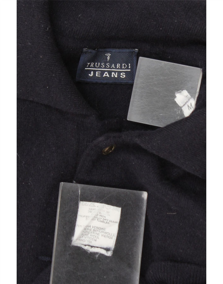 Maglione Trussardi Jeans Uomo Collo Alto in Lana Blu Navy Medio
