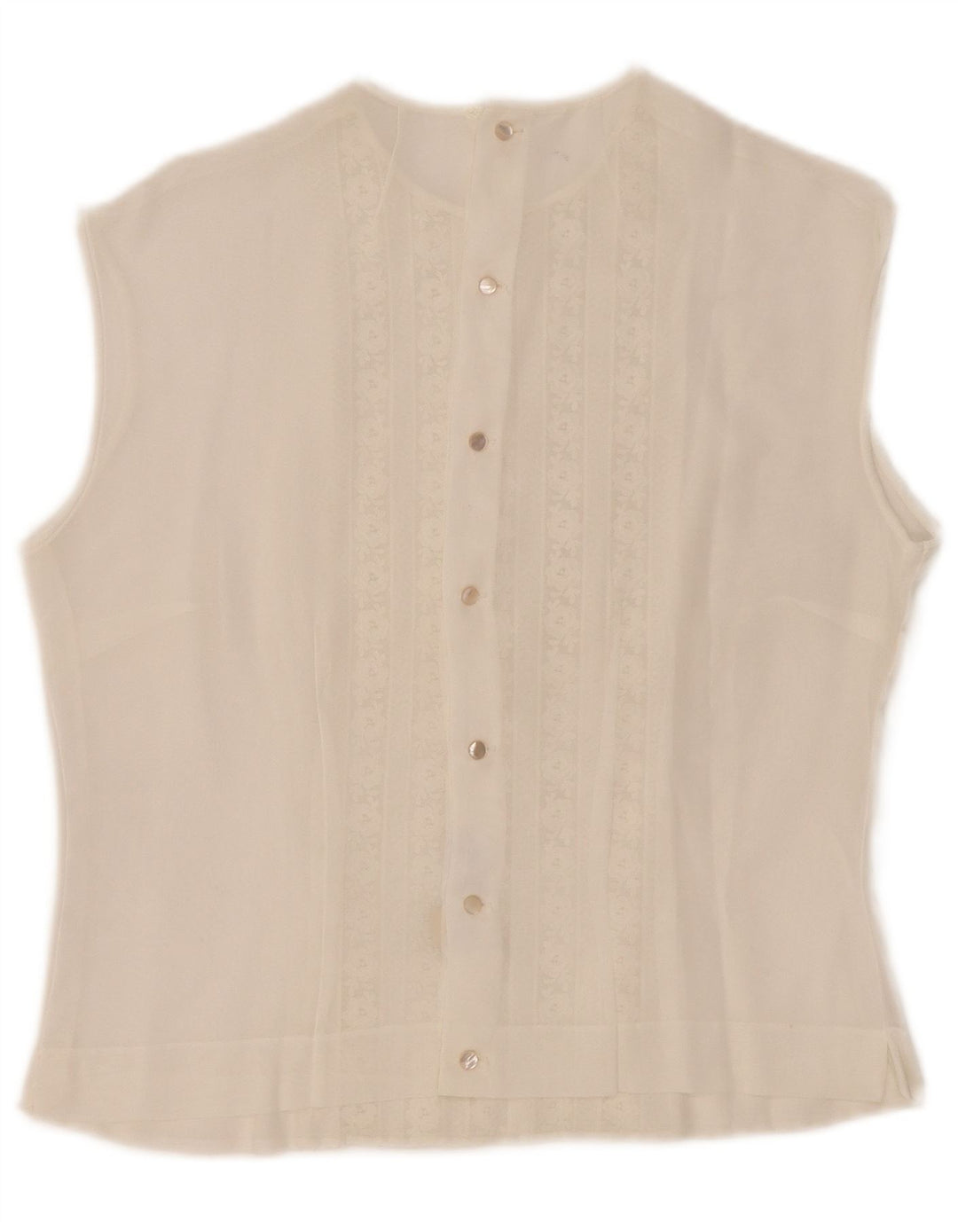 Top camicetta trasparente senza maniche vintage da donna IT 44 bianco medio