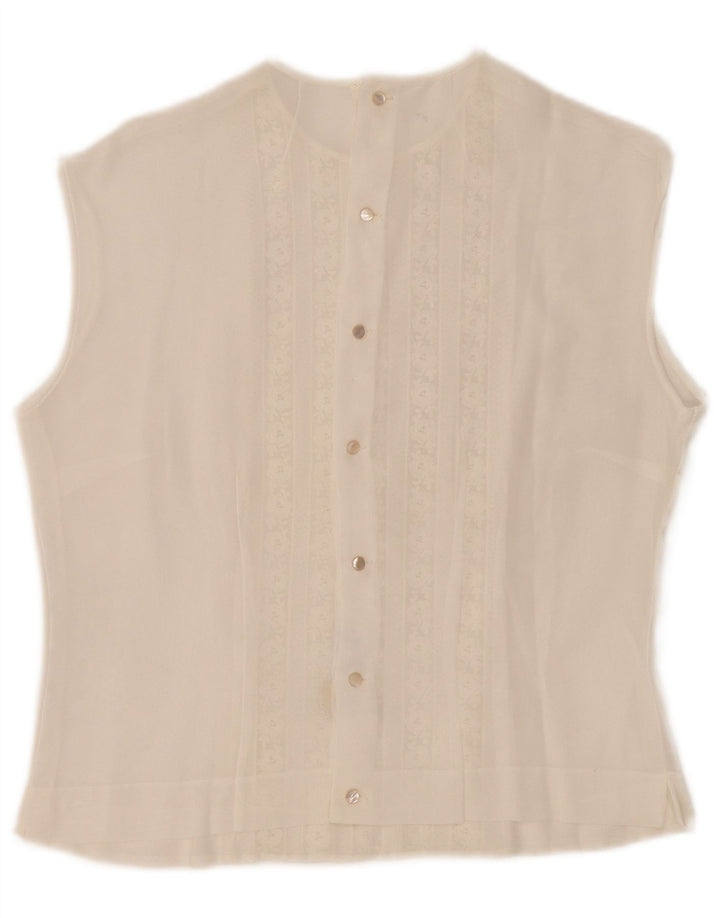 Top camicetta trasparente senza maniche vintage da donna IT 44 bianco medio