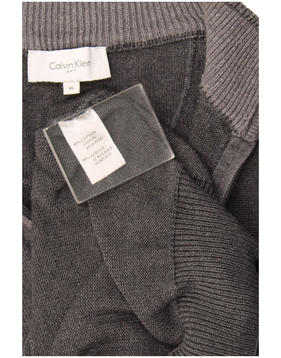 Maglione maglione con zip da uomo Calvin Klein XL in cotone grigio