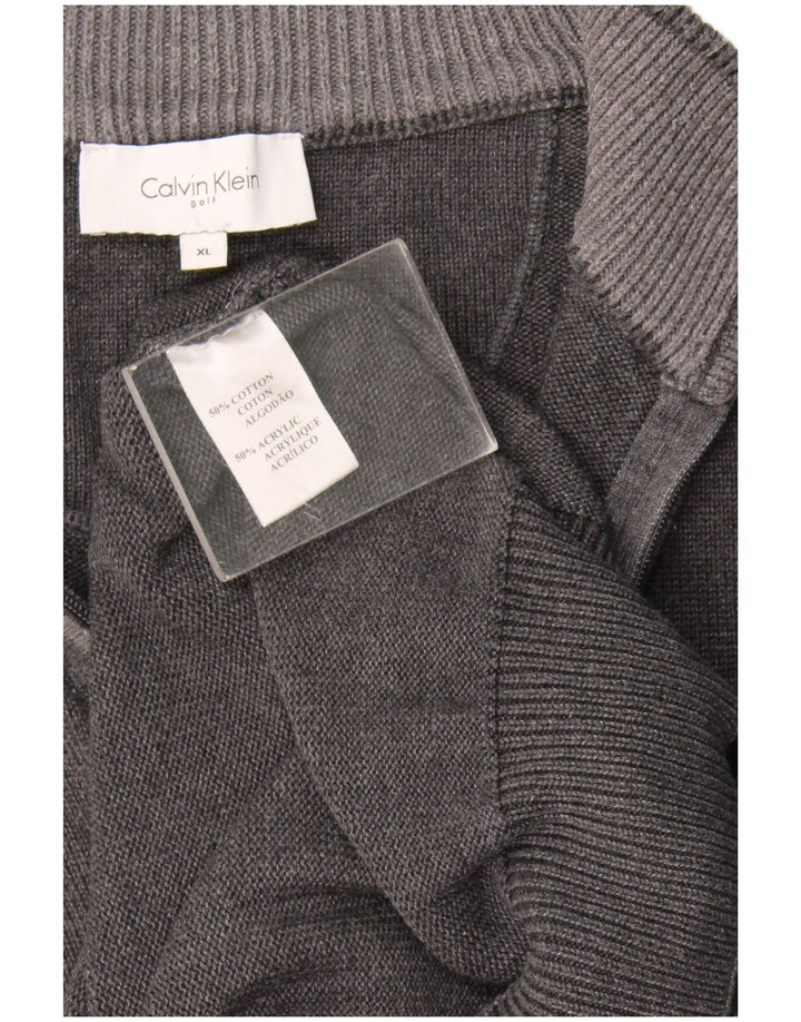Maglione maglione con zip da uomo Calvin Klein XL in cotone grigio