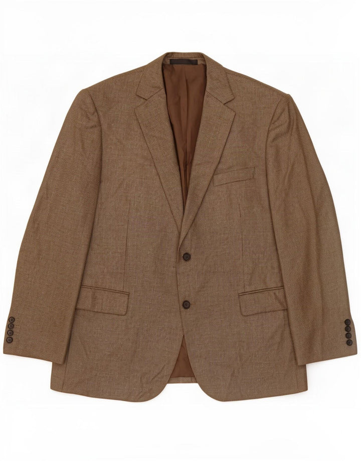Giacca blazer a 2 bottoni da uomo Marks & Spencer UK 44 XL poliestere marrone