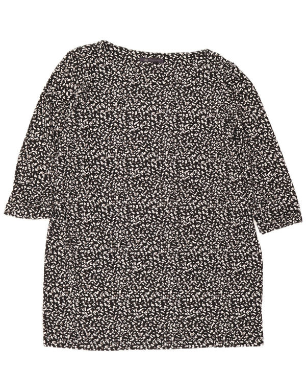 Top tunica manica 3/4 da donna Marks & Spencer UK 18 XL stampa animalier nera