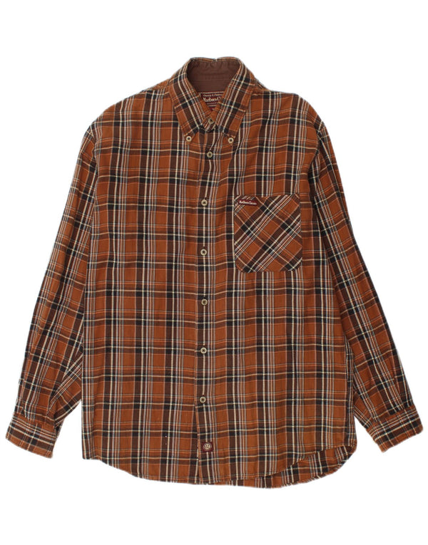 Marlboro Classics Mens Flannel Shirt Medium Brown Check Cotton