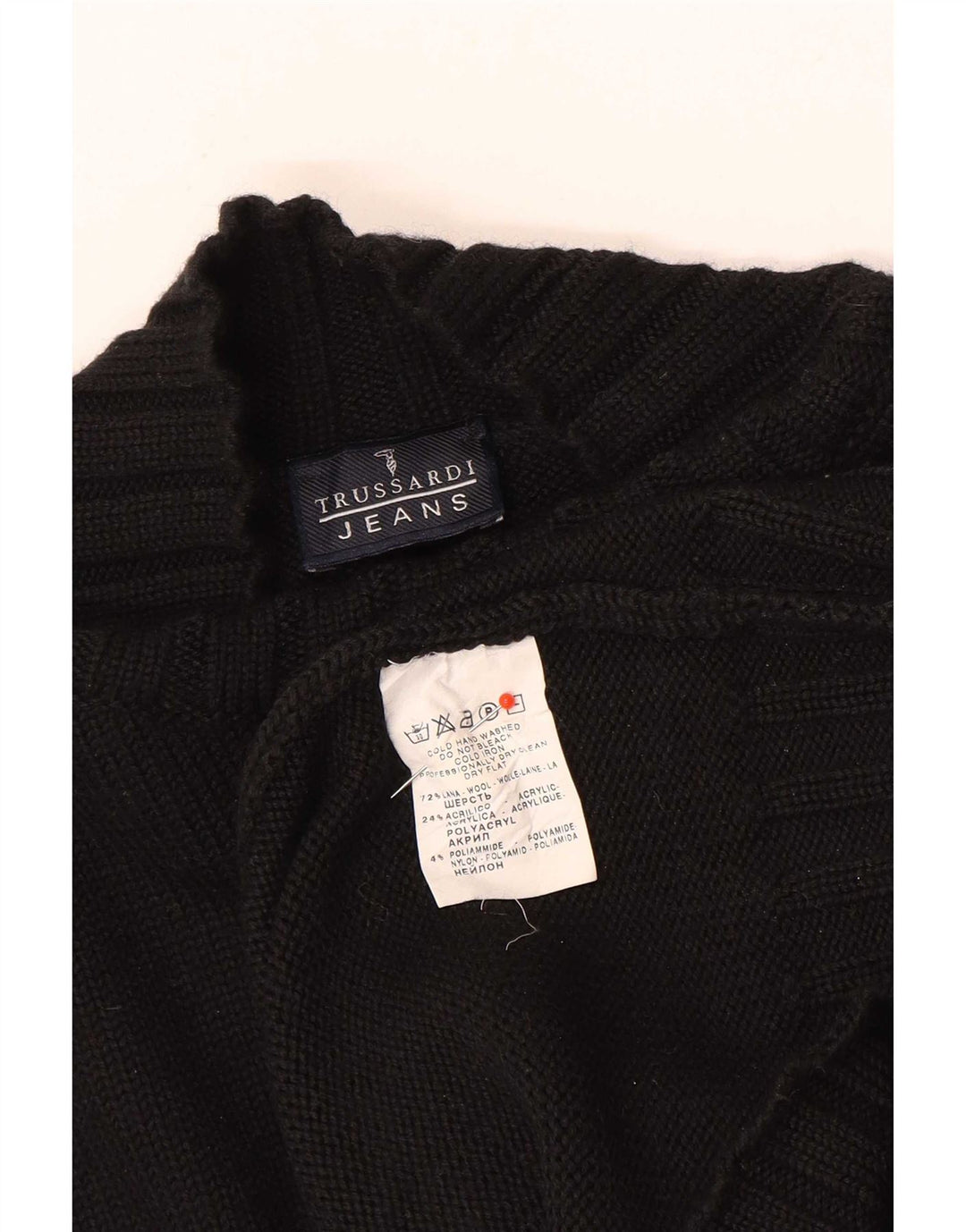 Trussardi Jeans Maglione Uomo Dolcevita Maglione Large Nero in Lana