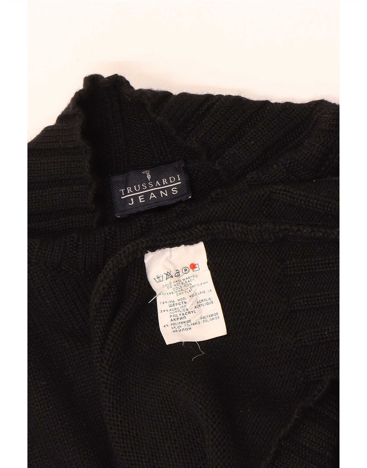 Trussardi Jeans Maglione Uomo Dolcevita Maglione Large Nero in Lana