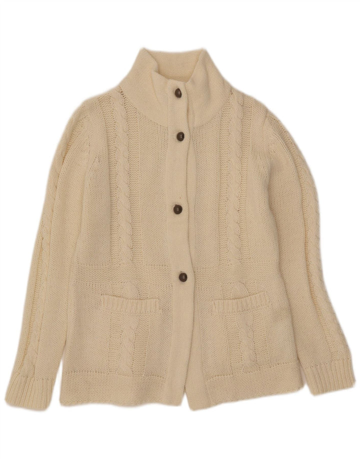 Maglione cardigan da donna vintage IT 42 Acrilico bianco sporco medio