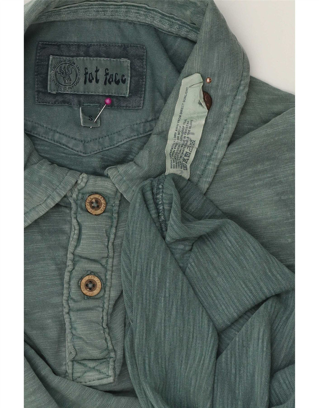 Polo da uomo Fat Face piccola in cotone screziato verde