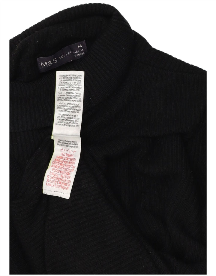 Maglione maglione a collo alto da donna Marks & Spencer UK 14 viscosa nera media