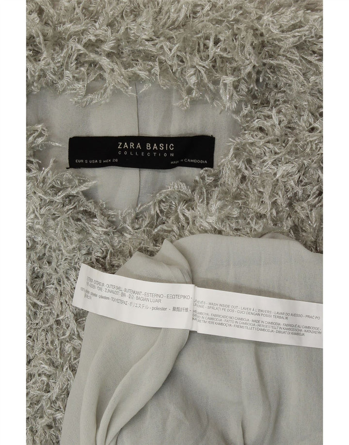 Giacca corta da donna in pelliccia sintetica Zara UK 10 piccola poliestere grigio