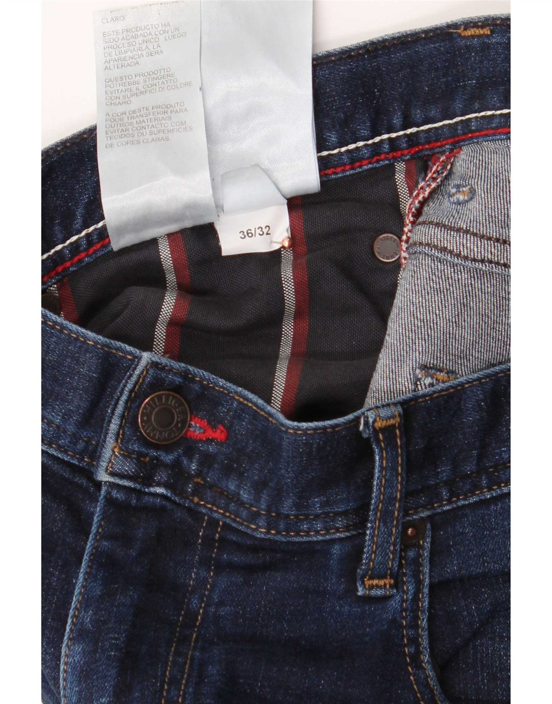 Jeans slim da uomo Tommy Hilfiger W36 L32 cotone blu navy