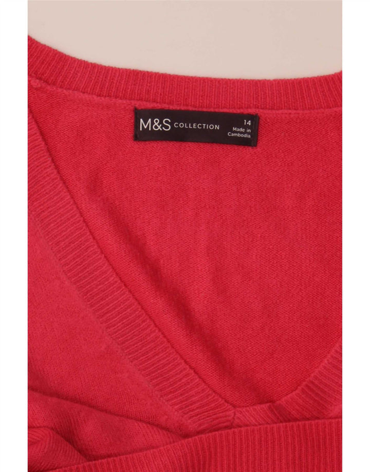 Maglione maglione con scollo a V da donna Marks & Spencer UK 14 grande rosso