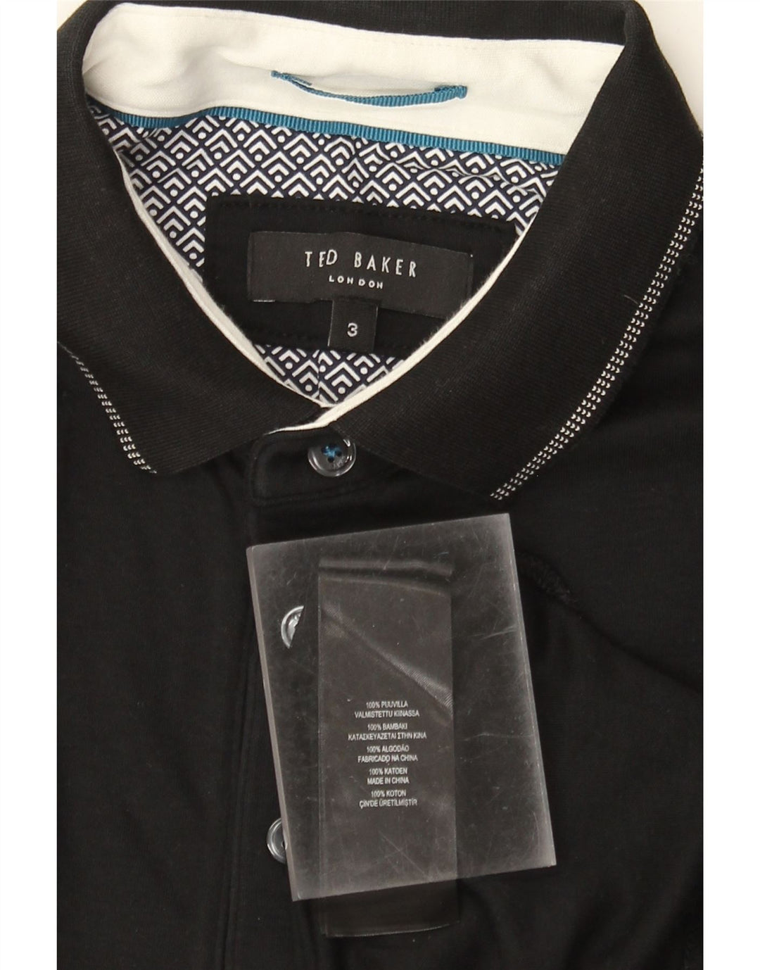 Polo da uomo Ted Baker taglia 3 media in cotone nero