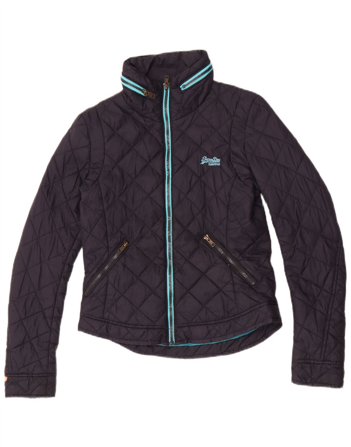 Giacca trapuntata con cappuccio da donna Superdry UK 6 XS blu navy