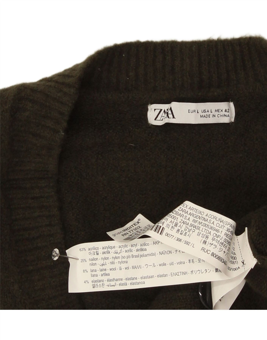 Maglione cardigan da uomo Zara grande acrilico kaki