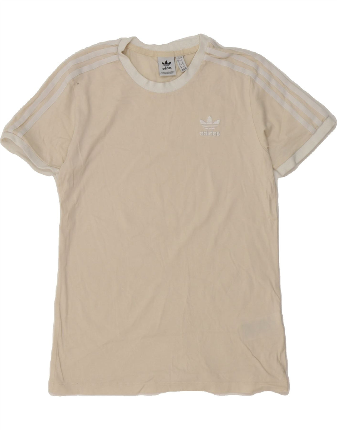 ADIDAS Womens T-Shirt Top UK 12 Medium  Beige Cotton Vintage Adidas and Second-Hand Adidas from Messina Hembry 