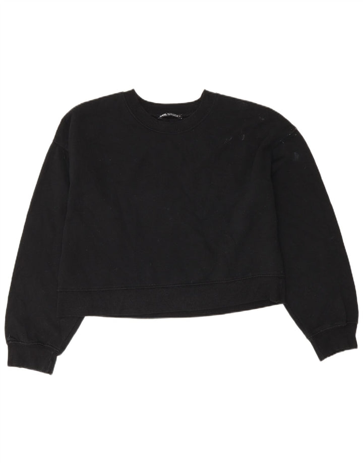 Felpa corta oversize da donna Zara, maglione UK 10, piccola, cotone nero